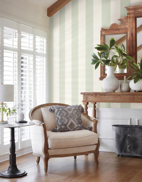 Magnolia Home Thread Stripe Green Wallpaper