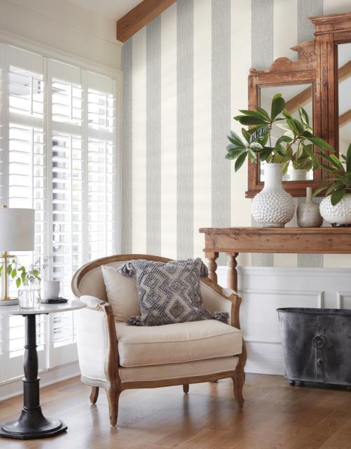 Magnolia Home Thread Stripe Black Wallpaper