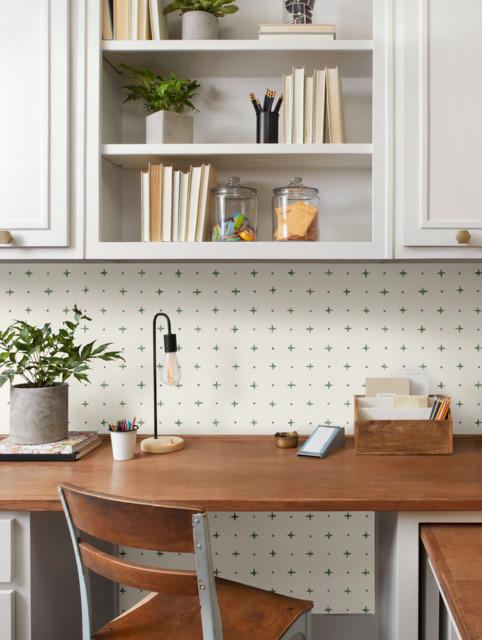 Magnolia Home Cross Stitch Green Wallpaper