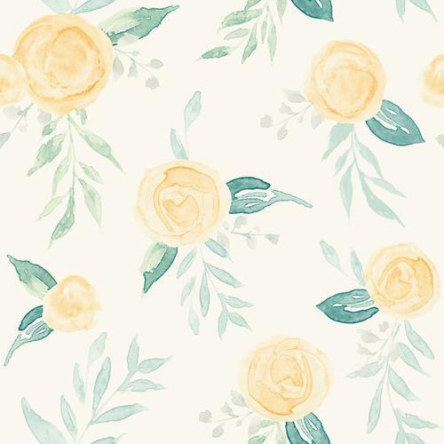 Magnolia Home Watercolor Roses Yellow Wallpaper