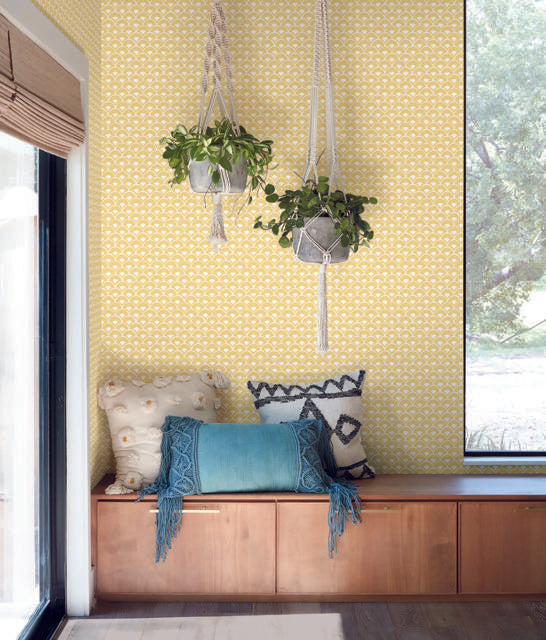 Magnolia Home Stacked Scallops Yellow Wallpaper