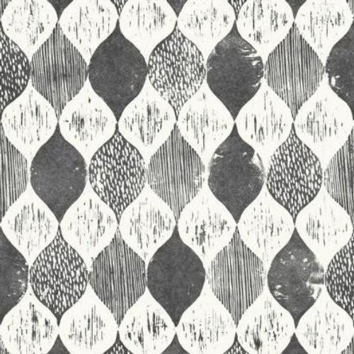 Magnolia Home Woodblock Print Black & White Wallpaper