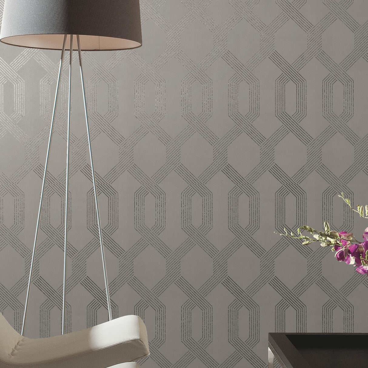 York Wallcoverings Viva Lounge Silver Metallic Wallpaper