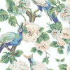 York Garden Plume White/Royal Blue Wallpaper