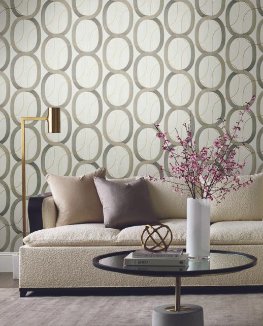 Candice Olson Interlock Taupe Wallpaper