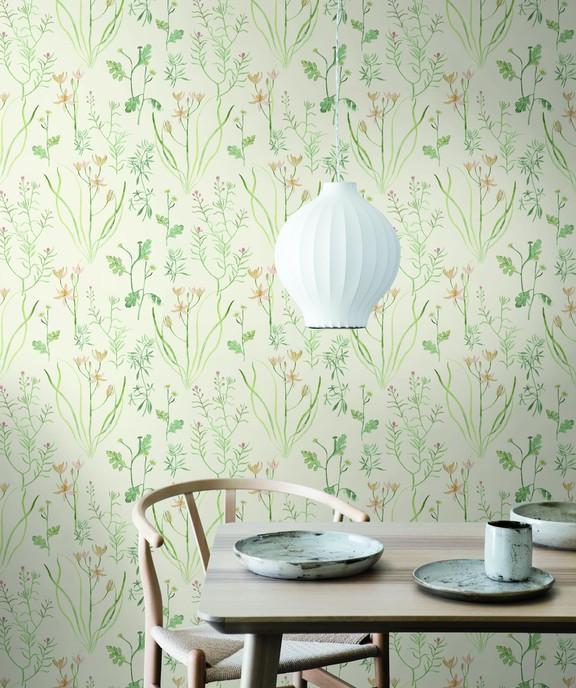 York Alpine Botanical White Wallpaper