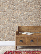 York Field Stone Tan/Gray Wallpaper