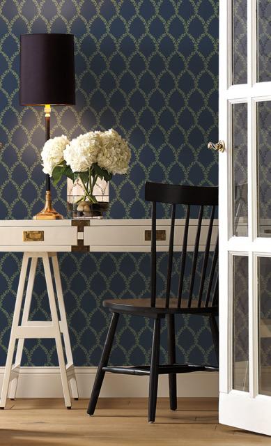 Rifle Paper Co. Laurel Navy Wallpaper