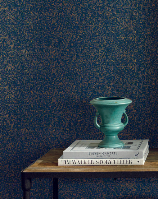 Rifle Paper Co. Champagne Dots Gold/Navy Wallpaper