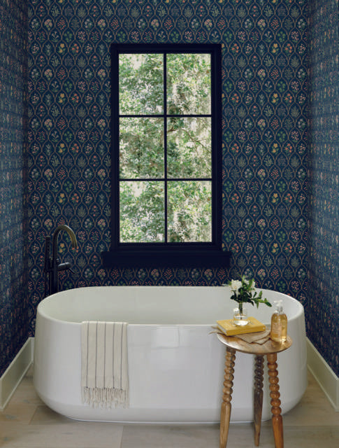 Rifle Paper Co. Hawthorne Navy Wallpaper