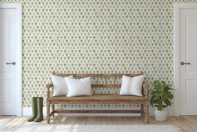 Rifle Paper Co. Hawthorne Blue/Green Wallpaper