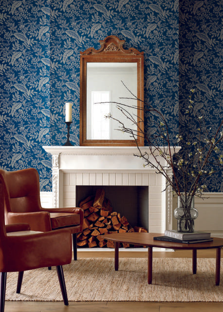 Rifle Paper Co. Canopy Indigo/Silver Wallpaper