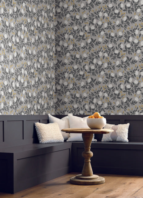 Rifle Paper Co. Peonies Gray Wallpaper