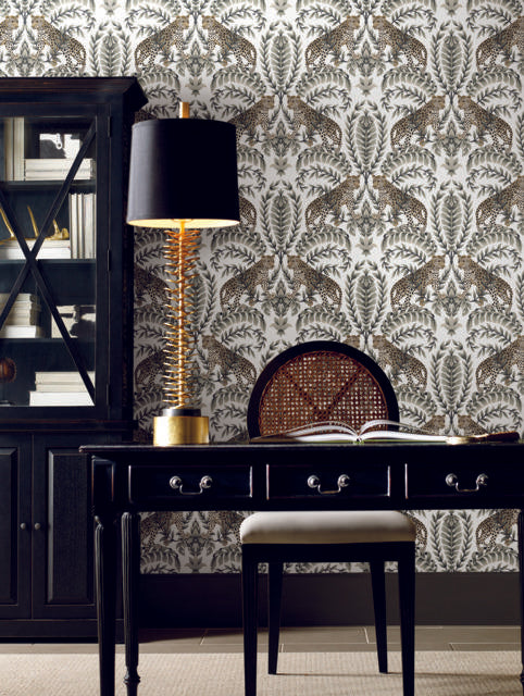 Ronald Redding Designs Jungle Leopard White/Black Wallpaper