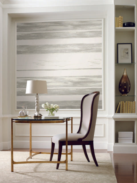 Ronald Redding Designs Horizontal Dry Brush White/Grey Wallpaper