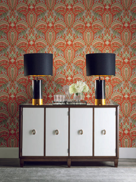 Ronald Redding Designs Jungle Leopard Orange Wallpaper