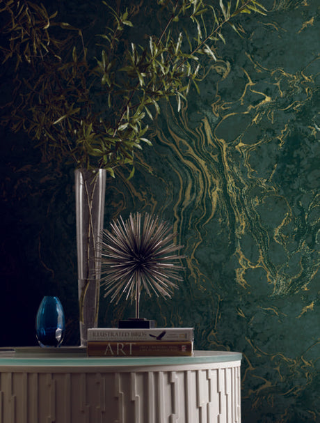 Ronald Redding Designs Polished Marble Green Wallpaper