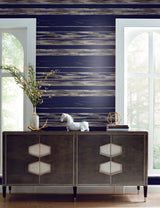 Ronald Redding Designs Horizontal Dry Brush Navy Wallpaper