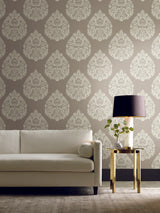 Ronald Redding Designs Teardrop Damask Beige Wallpaper