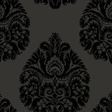 Ronald Redding Designs Teardrop Damask Black Wallpaper
