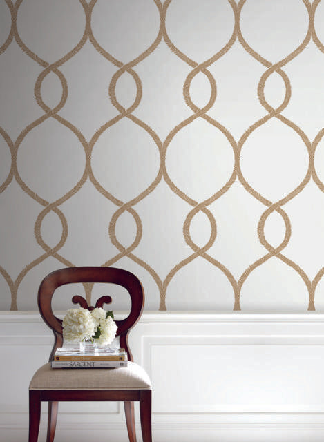 Ronald Redding Designs Laurel Leaf Ogee Gold Wallpaper