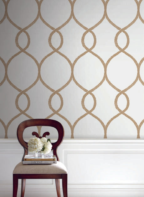 Ronald Redding Designs Laurel Leaf Ogee Gold Wallpaper