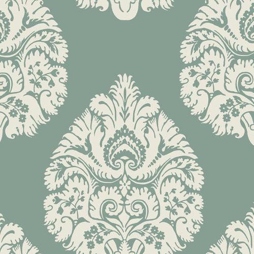 Ronald Redding Designs Teardrop Damask Teal Wallpaper