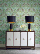 Ronald Redding Designs Jungle Leopard Teal Wallpaper