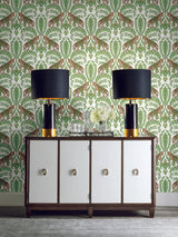 Ronald Redding Designs Jungle Leopard White/Green Wallpaper