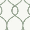 Ronald Redding Designs Laurel Leaf Ogee Green Wallpaper