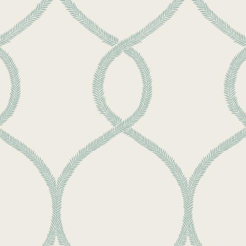 Ronald Redding Designs Laurel Leaf Ogee Teal Wallpaper