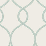 Ronald Redding Designs Laurel Leaf Ogee Teal Wallpaper
