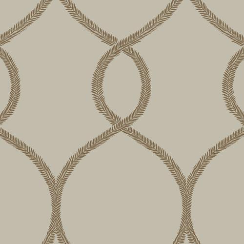 Ronald Redding Designs Laurel Leaf Ogee Brown Wallpaper