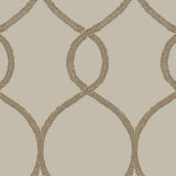 Ronald Redding Designs Laurel Leaf Ogee Brown Wallpaper