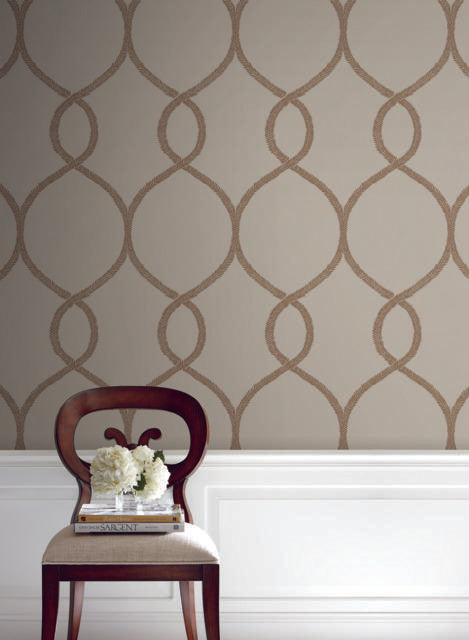 Ronald Redding Designs Laurel Leaf Ogee Brown Wallpaper