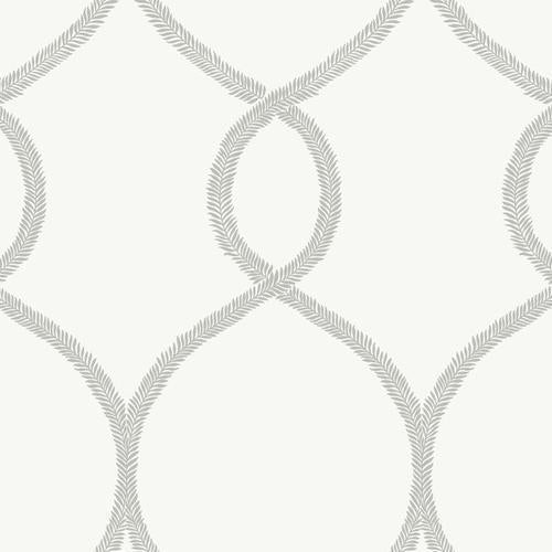 Ronald Redding Designs Laurel Leaf Ogee Grey Wallpaper