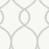 Ronald Redding Designs Laurel Leaf Ogee Grey Wallpaper