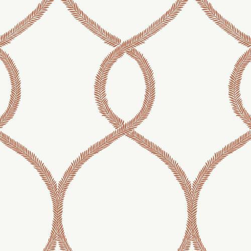 Ronald Redding Designs Laurel Leaf Ogee Orange Wallpaper