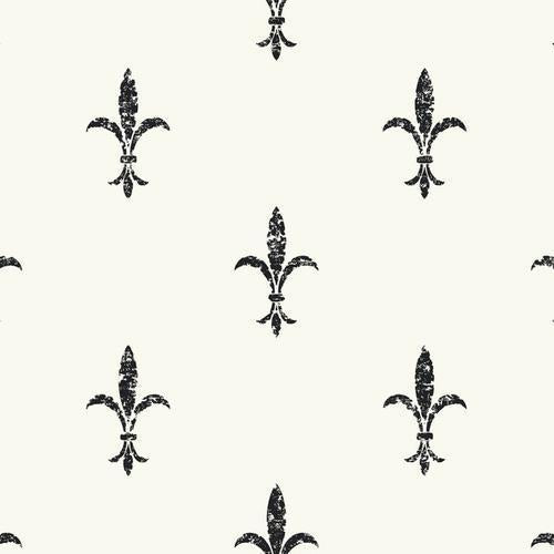 Ronald Redding Designs Fleur De Lis White & Black Wallpaper