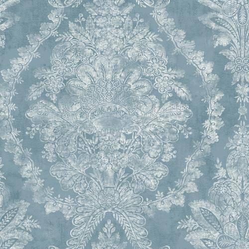 Ronald Redding Designs Charleston Damask Blue Wallpaper