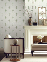 Ronald Redding Designs Fleur De Lis White/Green Wallpaper