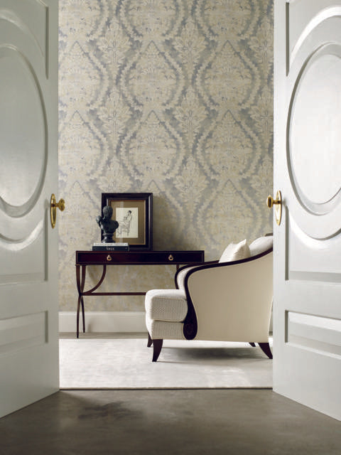 Ronald Redding Designs Charleston Damask Silver Wallpaper