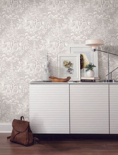 Ronald Redding Designs Chinoiserie Grey Wallpaper