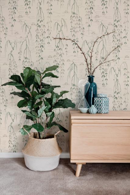 Ronald Redding Designs Willow Branches Green Wallpaper
