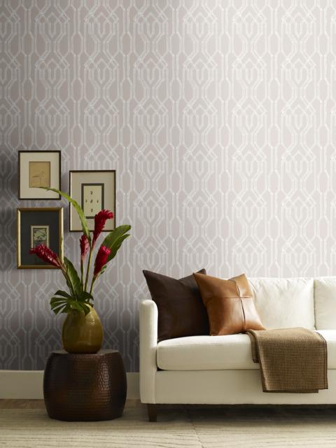 Ronald Redding Designs Oriental Lattice Beige/White Wallpaper