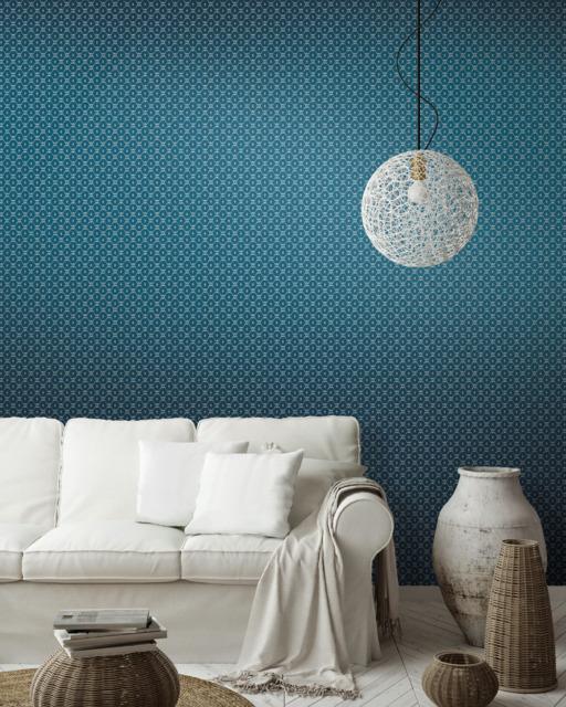 Ronald Redding Designs Fretwork Blue Wallpaper