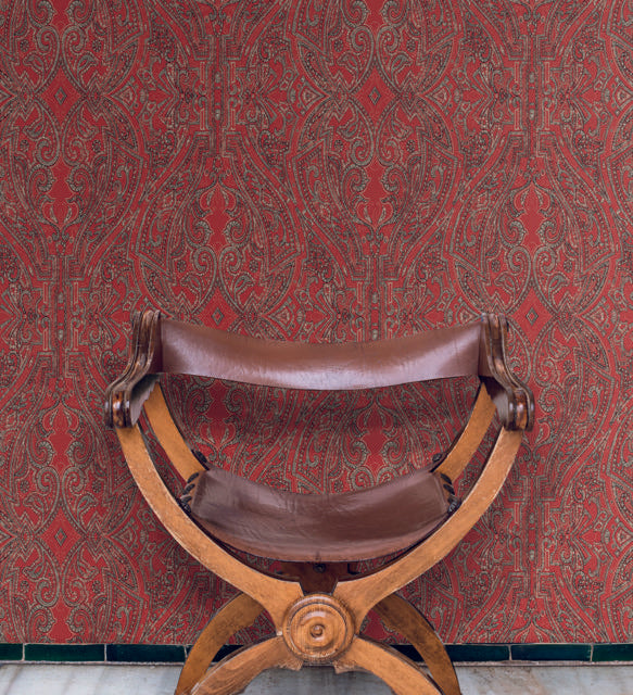 Ronald Redding Designs Ascot Damask Red Wallpaper