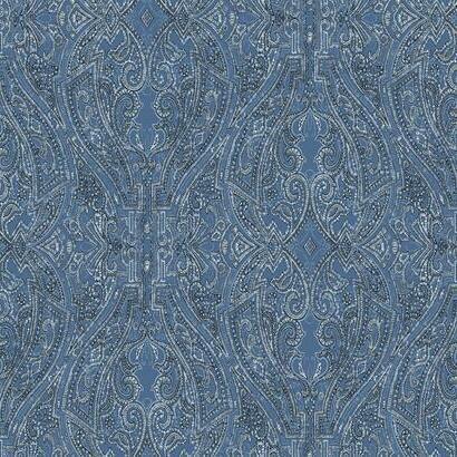 Ronald Redding Designs Ascot Damask Blue Wallpaper
