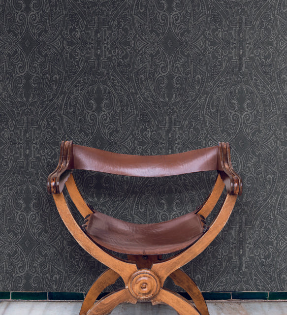 Ronald Redding Designs Ascot Damask Black Wallpaper