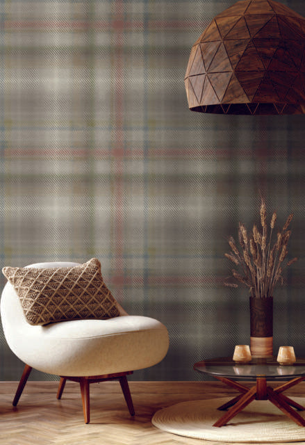 Ronald Redding Designs Sterling Plaid Neutral Wallpaper